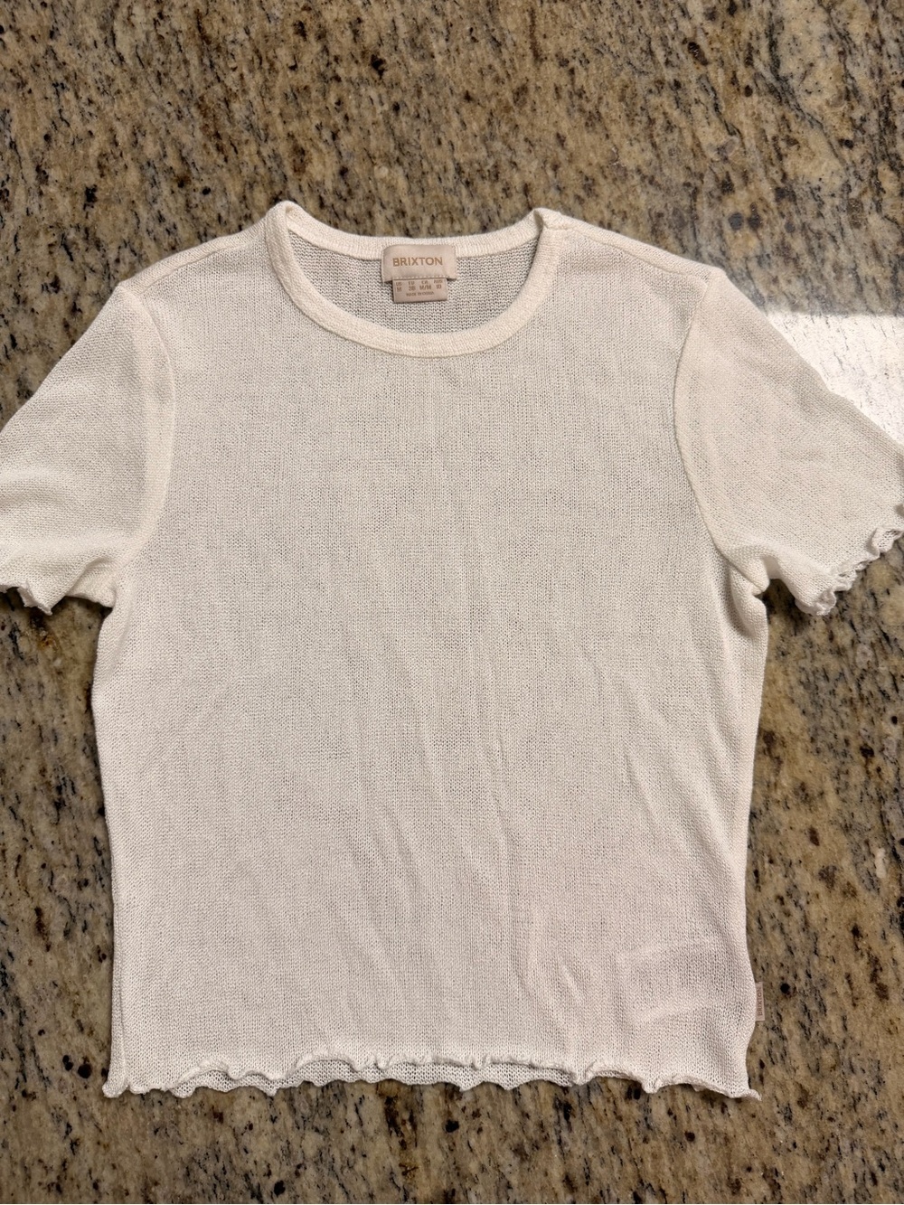 Brixton Women's Cream Short-Sleeve Ruffle-Edge Knit Tee